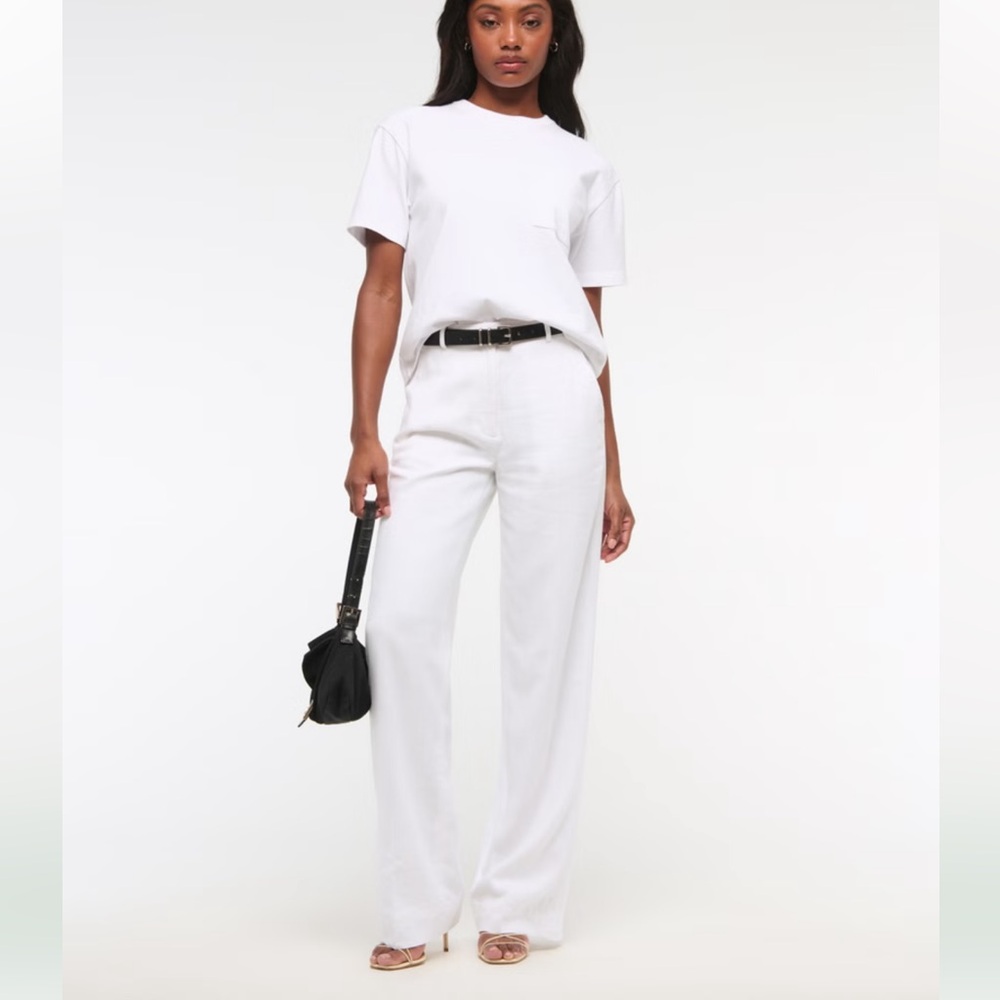Abercrombie- Tailored Linen-Blend Wide Leg Pant